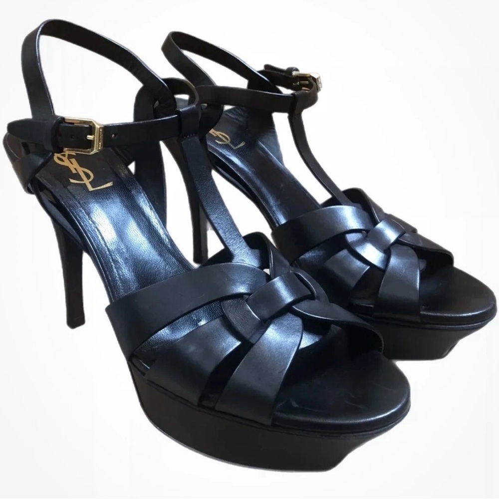 Yves Saint Laurent Black Heels with Platform Soles